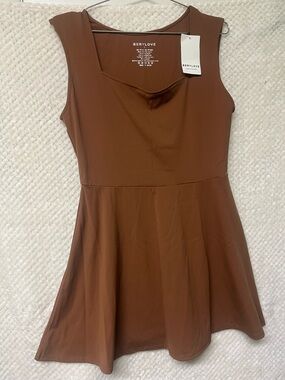 BeryLove A-Line Dress Brown Sleeveless Mini Dress Athletic Material Large NWT